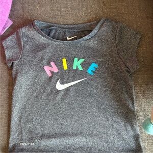 Nike Gray Short-Sleeve Tee with Multicolor NIKE Letters 2T